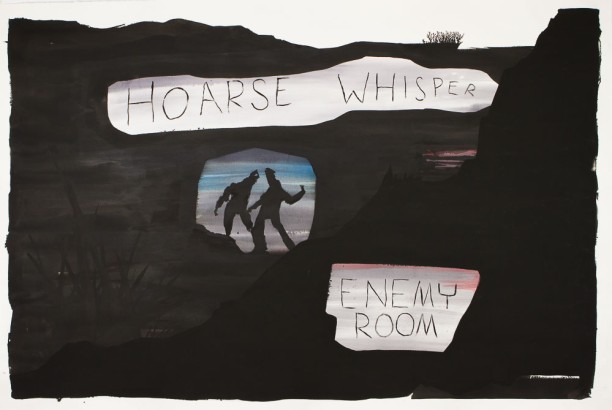 <em>Hoarse Whisper Enemy Room</em>, 2017, ink and acrylic on paper, 51 x 72 in.
