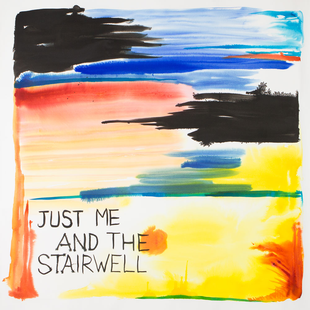 Just Me And The Stairwell, 2017, ink on paper, 51 x 51 in.